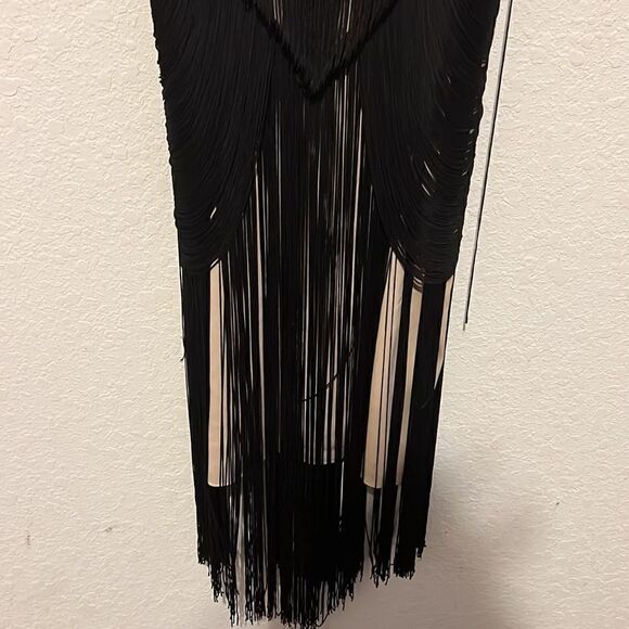HH
Evening Collection Tassel Dress - NEW NWT - Black Fringe - Tan Slip Dress - Picture 3 of 6